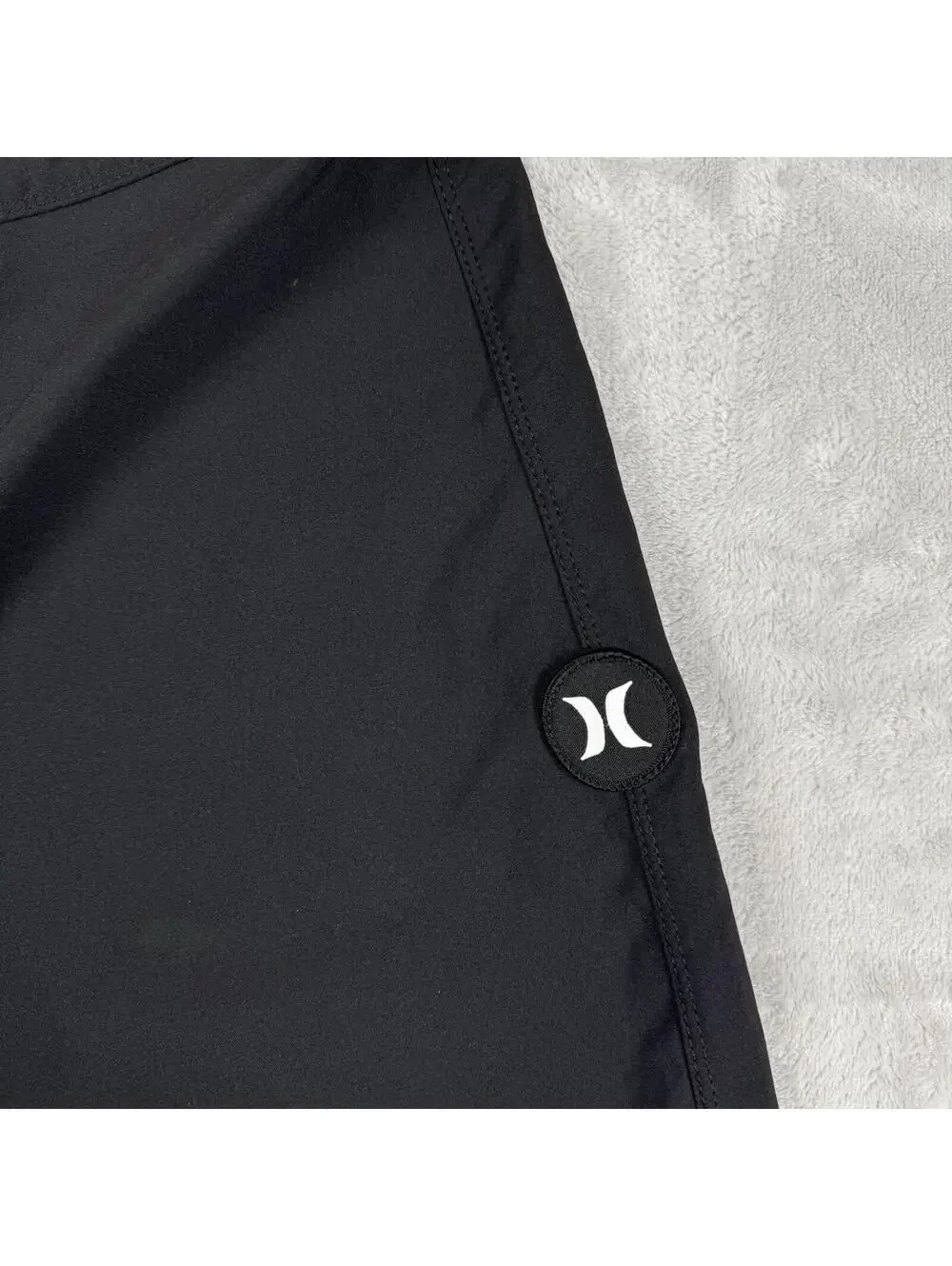 Hurley Phantom Black Board Shorts White Stripe Surf Swim Size 38 Unlined Coastal